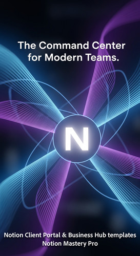 319 Abstract glowing lines forming a Business Hub icon with a prominent Notion logo N Overlay The Co.jpg