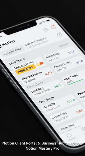 322 Closeup of a highend smartphone displaying a Notion CRM with Lead Status Negotiation Overlay Tra.jpg