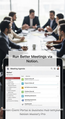 340 Blurred background of a team meeting foreground tablet showing a Notion Meeting Agenda database .jpg
