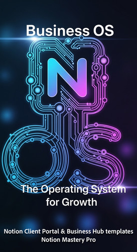 79 Abstract glowing lines forming a Business OS icon with a prominent Notion N Overlay The Operating.jpg