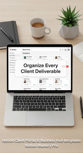 80 Topdown desk shot MacBook showing a Notion Client Portal with a clean sidebar Overlay Organize Ev.jpg