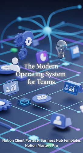 399 Abstract 3D render of business icons floating in a digital Notion SaaS Hub ecosystem Overlay The.jpg