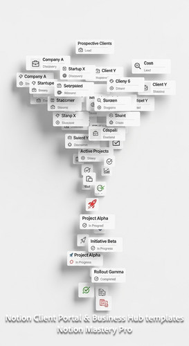 402 Abstract visualization of a funnel converting Prospective Clients into Active Projects in Notion.jpg