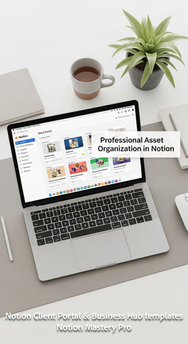 383 Topdown desk shot MacBook showing a Notion Client Portal with a clean sidebar and folders Overla.jpg