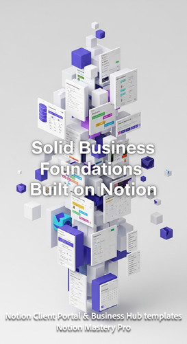 386 Abstract 3D blocks with Notion UI snippets forming a central Business Hub pillar Overlay Solid B.jpg