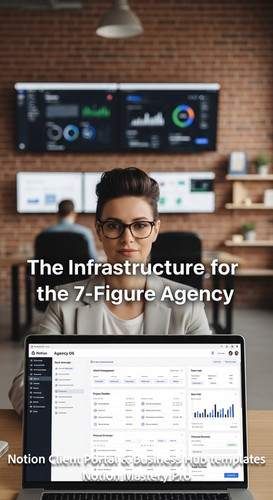 394 Blurred background of a techsavvy agency founder foreground screen with a Notion Agency OS Overl.jpg