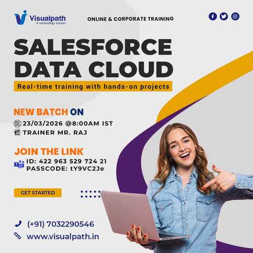 🎯 Salesforce Data Cloud Training – New Batch Now Open!
🚀 Learn Salesforce Data Cloud with Visualpath and gain hands-on training in customer data integration, automation, and real-time CRM solutions.

✨ New Batch Details:
📅 Date: 23rd March 2026
🕗 Time: 8:00 AM IST
👨‍🏫 Trainer: Mr. Raj
🔗 Join Link: https://bit.ly/4uBLv8d  
🆔 Meeting ID: 422 963 529 724 21
📌 Password: tY9VC2Je

📞 Call/WhatsApp: +91 7032290546
🌐 More Info: https://www.visualpath.in/salesforce-data-cloud-training.html  
📝 Visit Blog: https://visualpathblogs.com/category/salesforce-data-cloud/