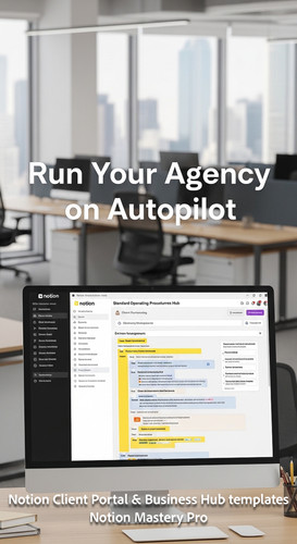 13 Blurred modern office background foreground monitor showing a Notion Standard Operating Procedure.jpg