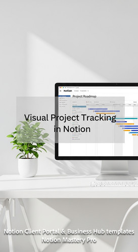 13 Minimalist white workspace with a single plant and a monitor displaying a Notion Project Roadmap .jpg