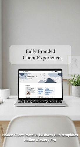 15 Minimalist white office desk with a laptop displaying a Notion Client Portal with a custom banner.jpg