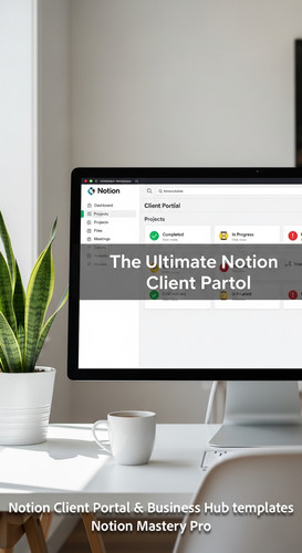 1 Realistic minimalist home office with a large monitor showing a Notion client portal dashboard wit.jpg