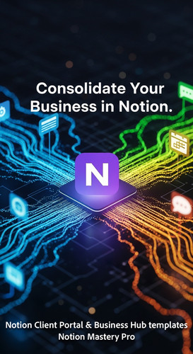 20 Abstract visualization of data streams flowing into a central Notion Business Hub icon Overlay Co.jpg