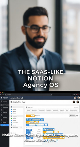 17 Blurred background of a techsavvy consultant foreground screen with a Notion Automation Hub Overl.jpg