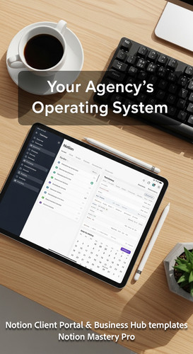 4 Topdown view of a clean desk with a coffee cup and a tablet showing a Notion business hub with a t.jpg
