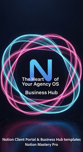5 Abstract glowing lines forming a Business Hub icon with a prominent Notion N Overlay The Heart of .jpg