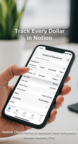 24 Hand scrolling through a Notion Invoice Payments tracker on a smartphone with a clean SaaS aesthe.jpg