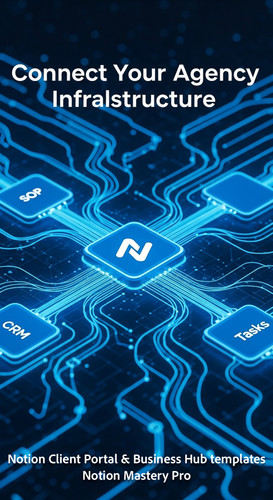 29 Abstract glowing blue network connecting a Notion logo to SOP CRM and Tasks Overlay Connect Your .jpg