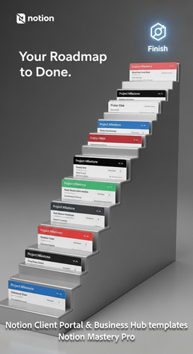 30 Abstract 3D staircase where each step is a Notion Project Milestone card leading to a Finish icon.jpg
