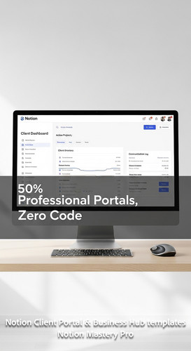 31 Minimalist white office with a single monitor displaying a Notion Client Dashboard with clean UI .jpg