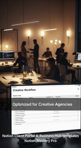 35 Blurred interior of a highend design firm foreground screen showing a Notion Creative Workflow da.jpg