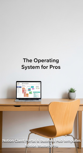 35 Minimalist desk with a designer chair and a laptop showing a Notion Agency operating system Overl.jpg