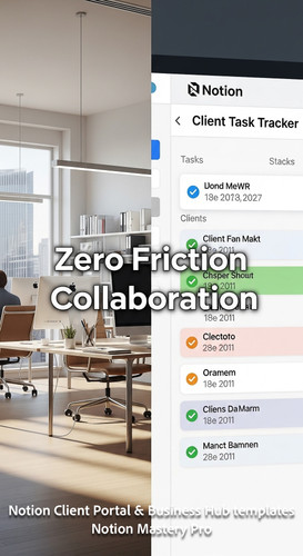 8 Split screen Left side showing a sleek modern office right side showing a Notion Client Task Track.jpg