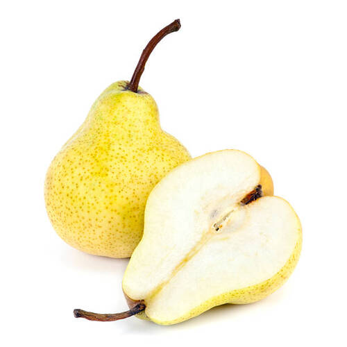 Whole and half yellow pear isolated on white background..jpg