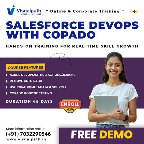 Visualpath offers Salesforce DevOps Course to help you master modern DevOps practices for Salesforce environments. Salesforce DevOps Online Training covers version control, CI/CD pipelines, and automation tools in detail. Salesforce DevOps Training In India helps you gain real-time experience through live projects. Available for India, USA, UK, Canada, Dubai, Australia, and globally. Call +91-7032290546

Website: https://www.visualpath.in/online-salesforce-devops-training.html
WhatsApp: https://wa.me/c/917032290546
Visit Blog: https://visualpathblogs.com/category/salesforce-devops-with-copado/