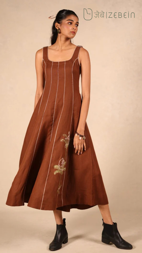 Effortless Chocolate Brown Linen Dress for Summer Days.png