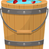 Bucket with water and apples