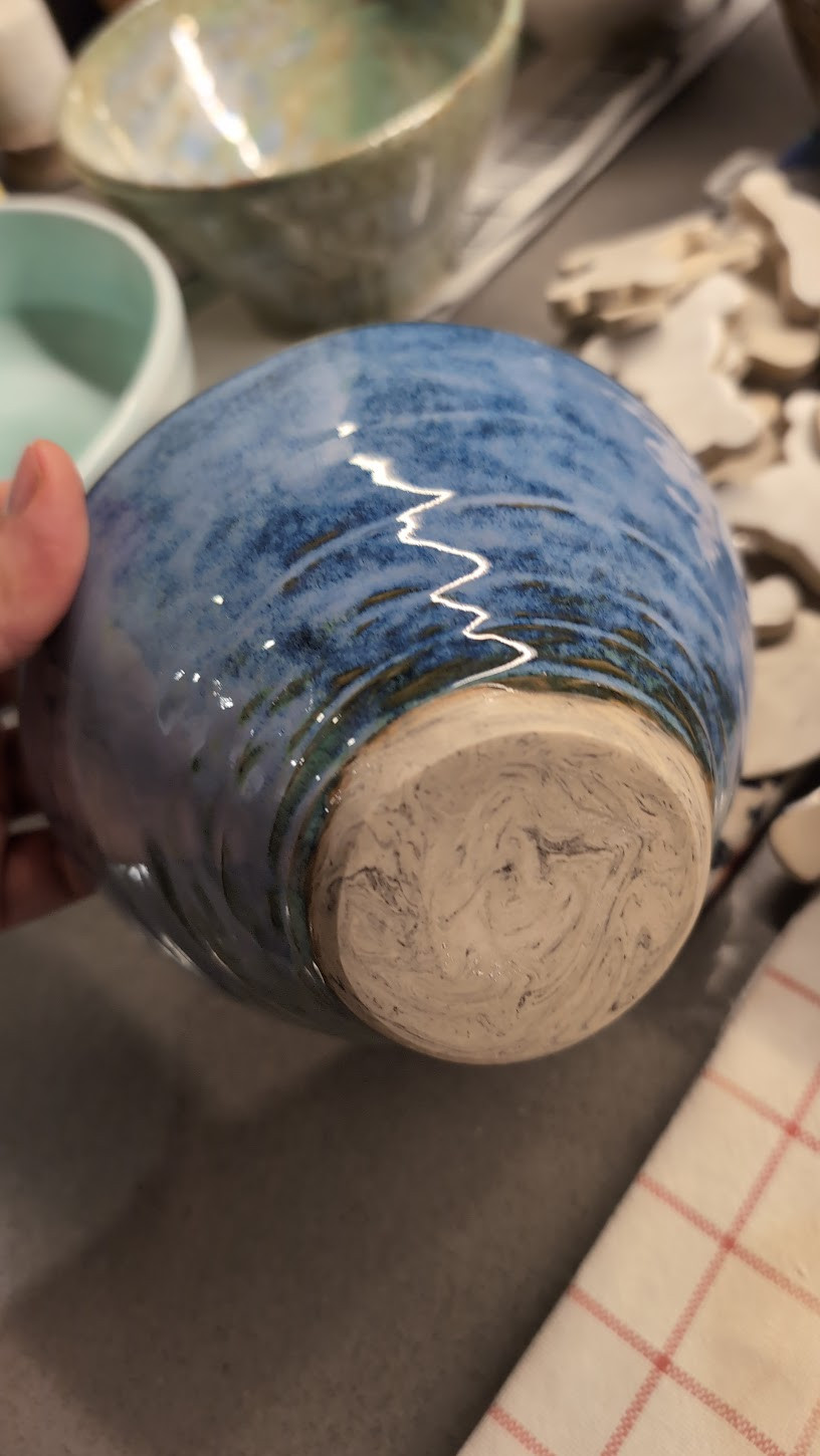 Blue glazed bowl after second firing