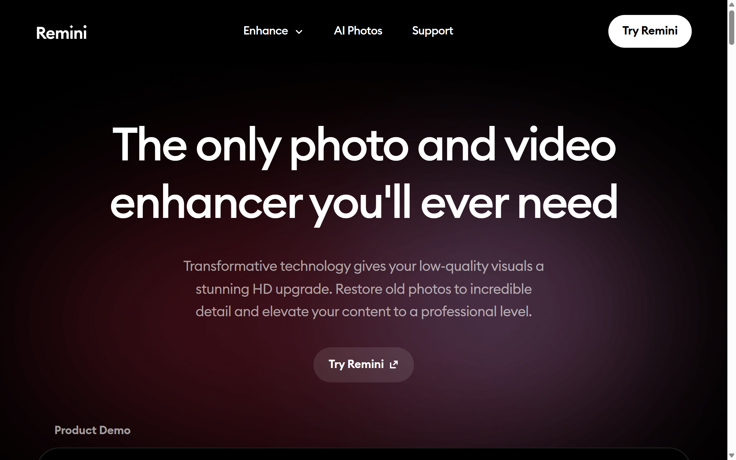 Remini 메인 페이지