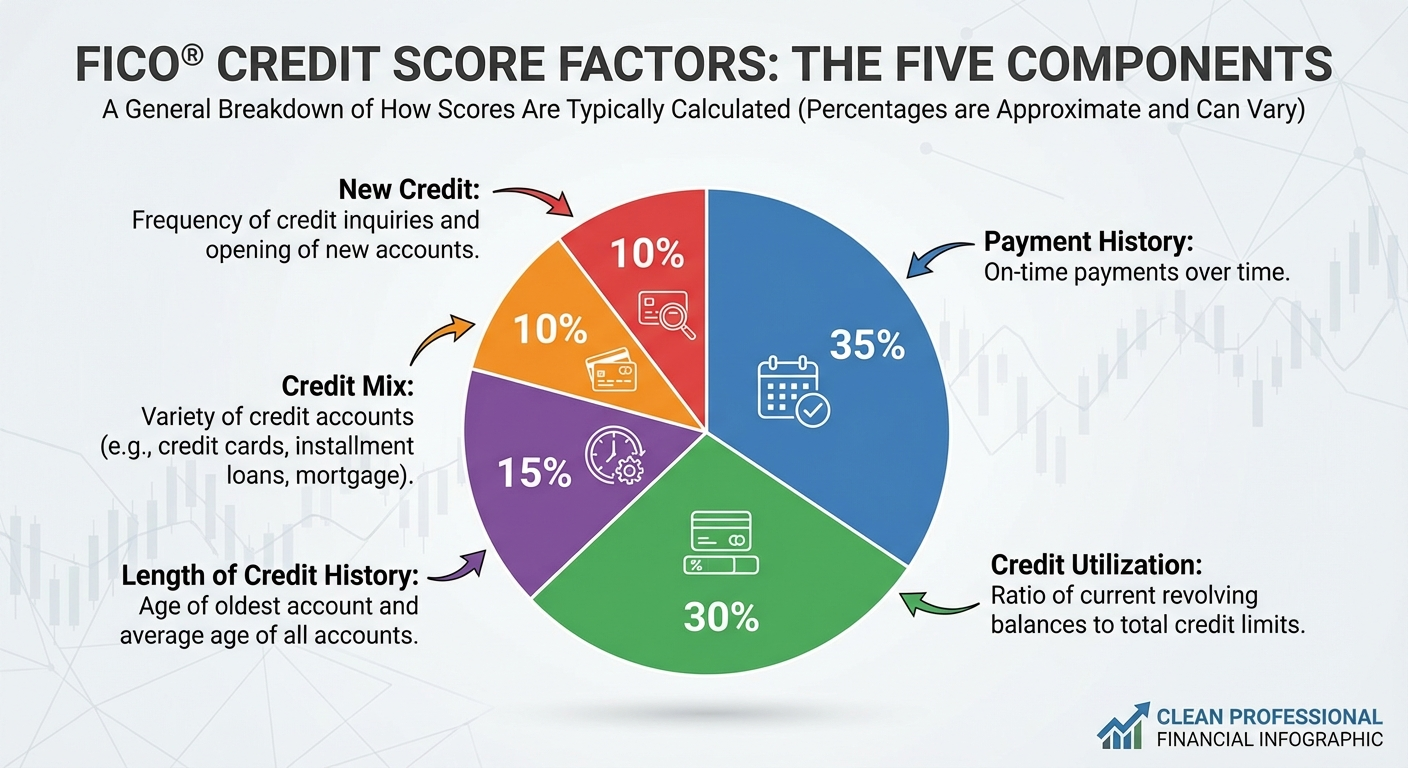 credit score factors FICO breakdown