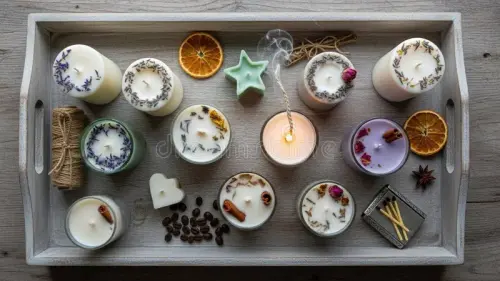 cada uno adornado con varios elementos naturales como flores de lavanda 425912395.webp