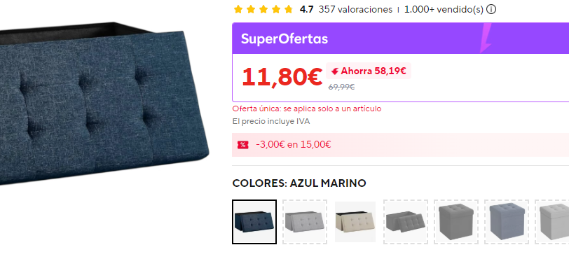 captura de pantalla de ayuda para conseguir la oferta temporal