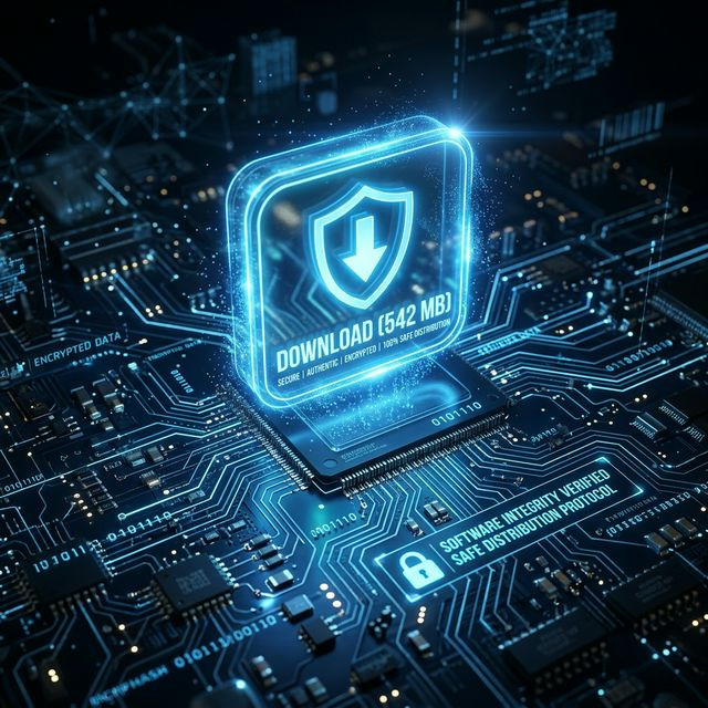 Secure holographic download button for official software