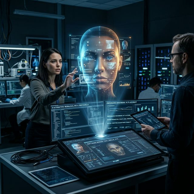 High-tech digital laboratory inspecting AI alternatives