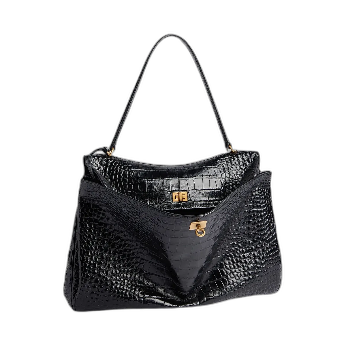 Balenciaga Rodeo Large Handbag Crocodile Embossed