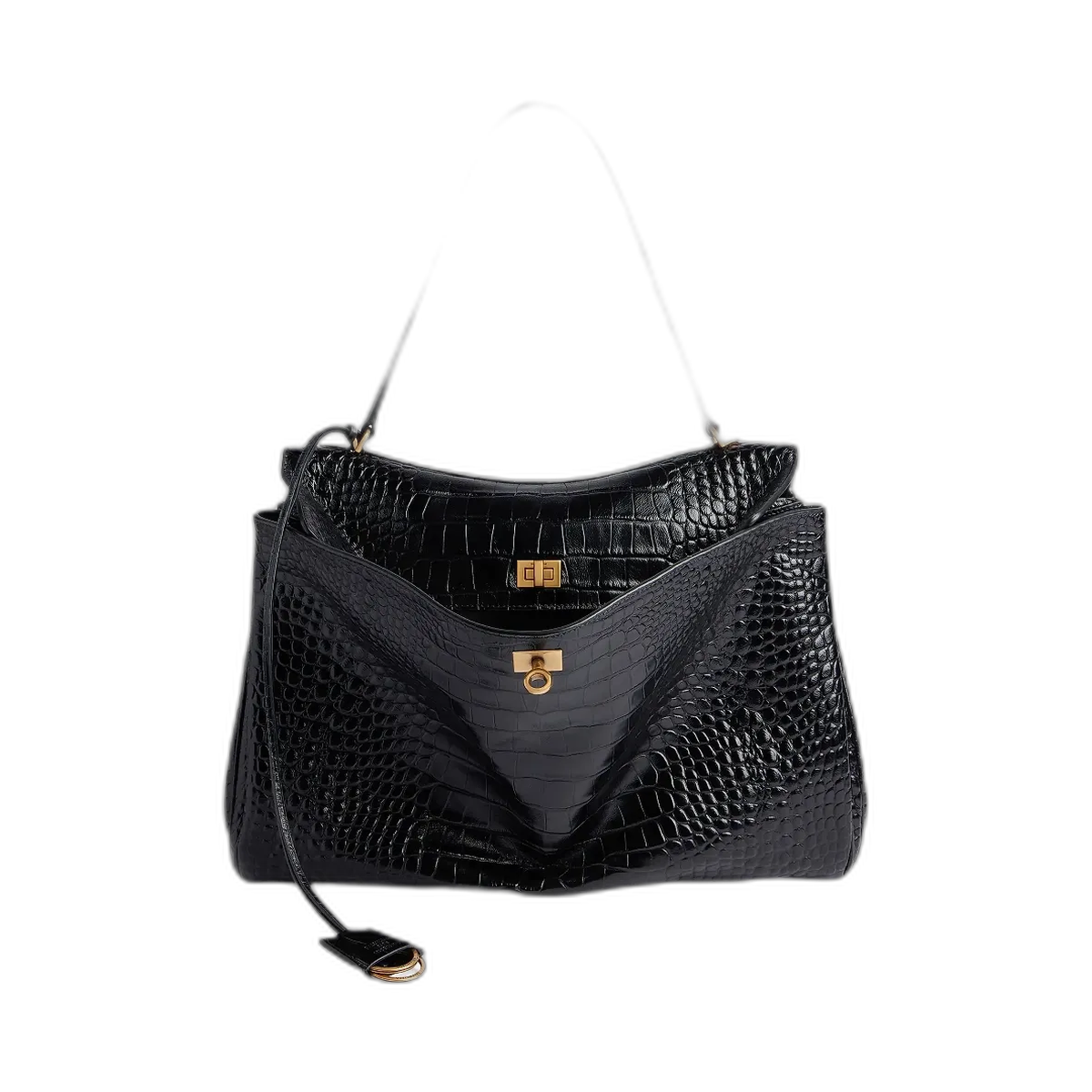 Balenciaga Rodeo Large Handbag Crocodile Embossed