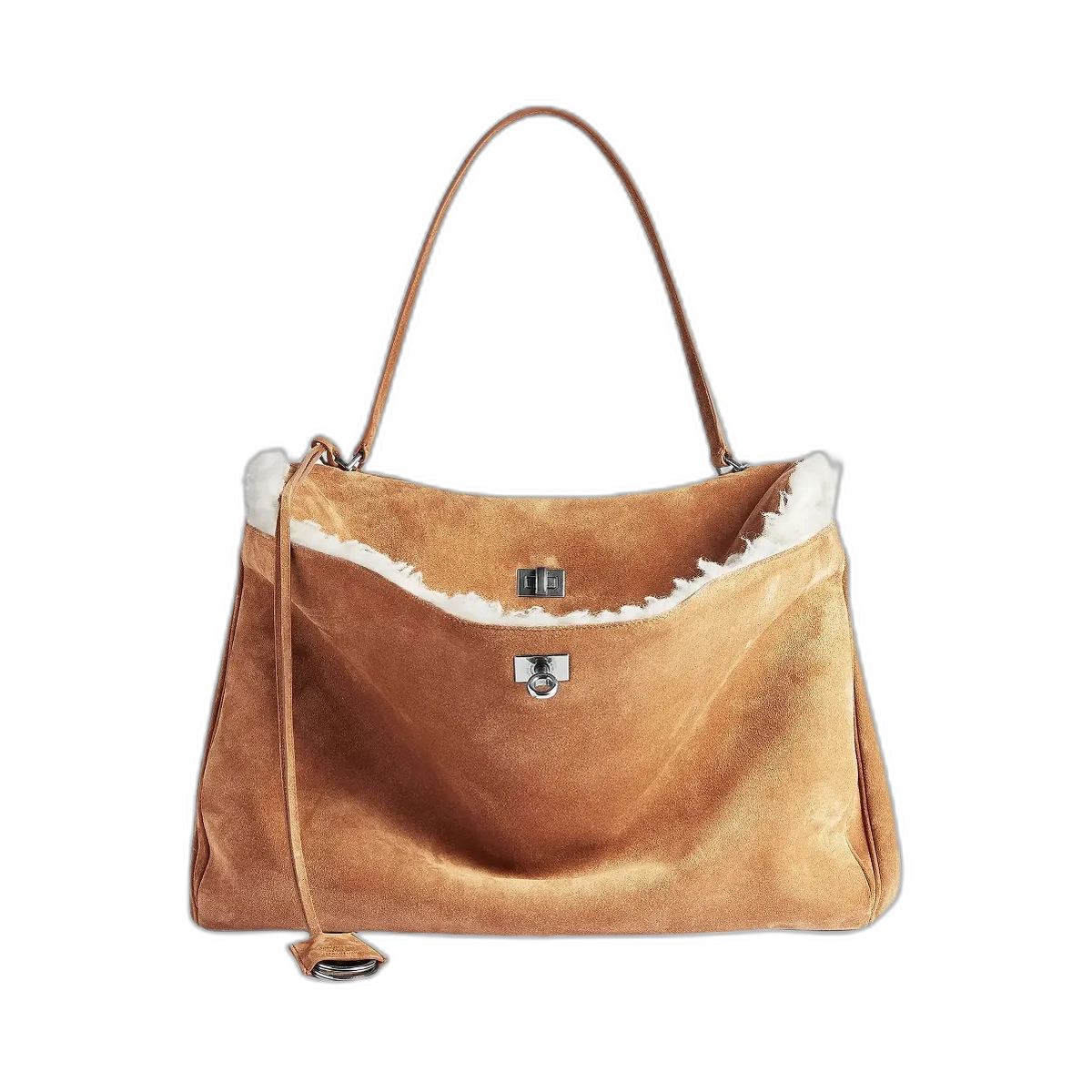 Balenciaga Rodeo Large Suede and Wool Handbag