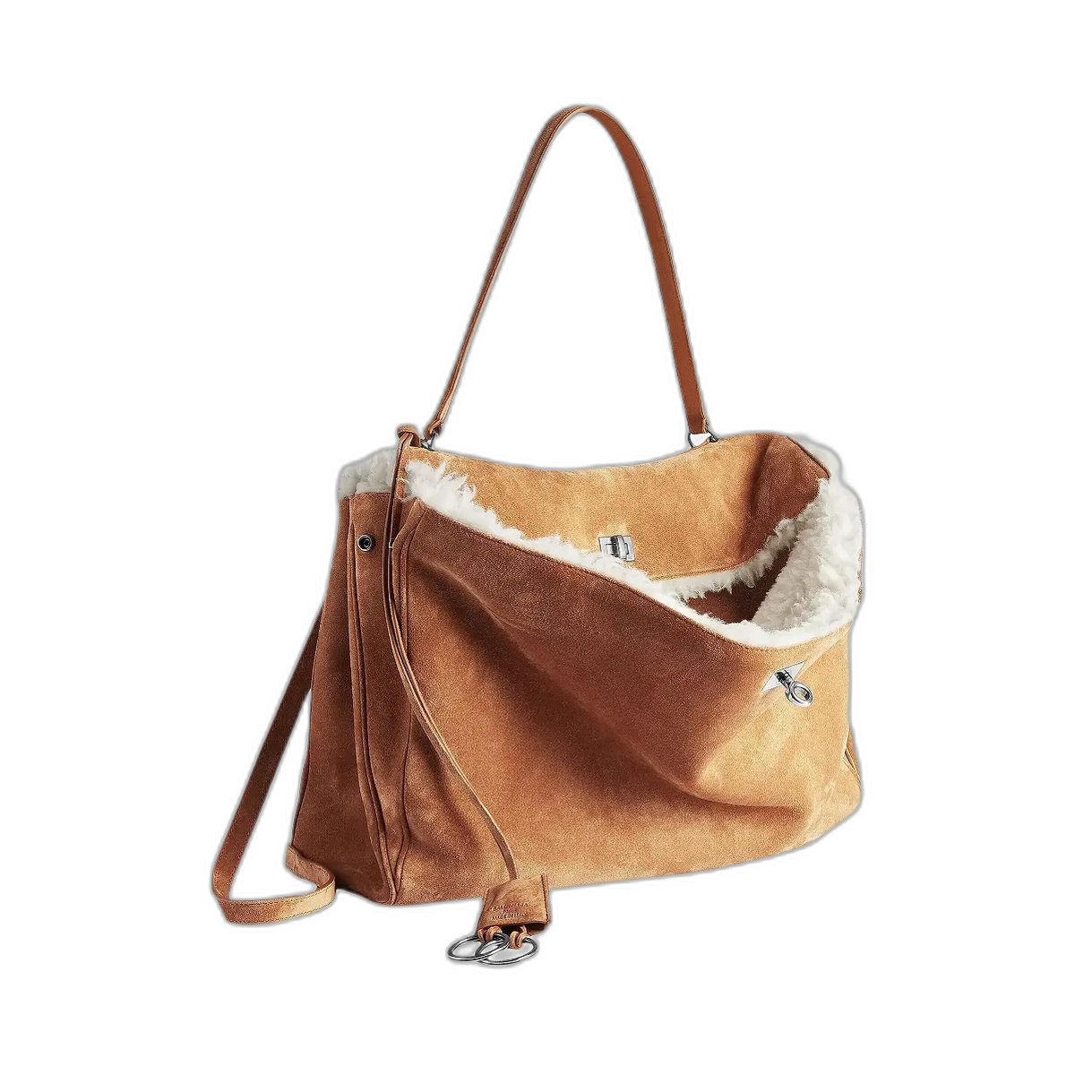Balenciaga Rodeo Large Suede and Wool Handbag