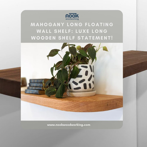 Mahogany Long Floating Wall Shelf Luxe Long Wooden Shelf Statement!.jpg