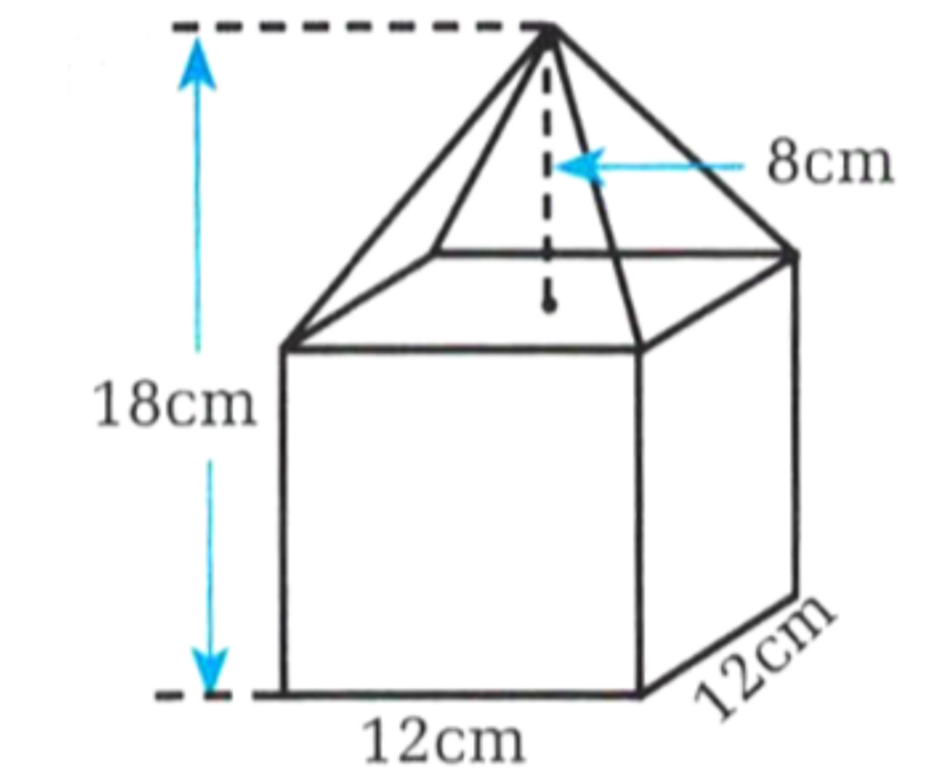 Combined solid pyramid and cuboid