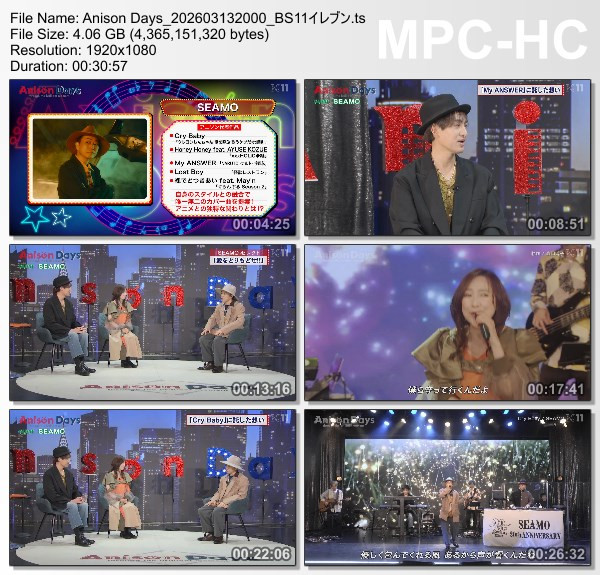 [TV-Variety] Anison Days – 2026.03.13 – #442 SEAMO