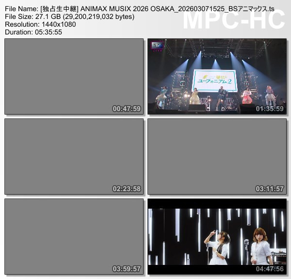 [TV-Variety] ANIMAX MUSIX 2026 OSAKA (BS ANIMAX 2026.03.07)