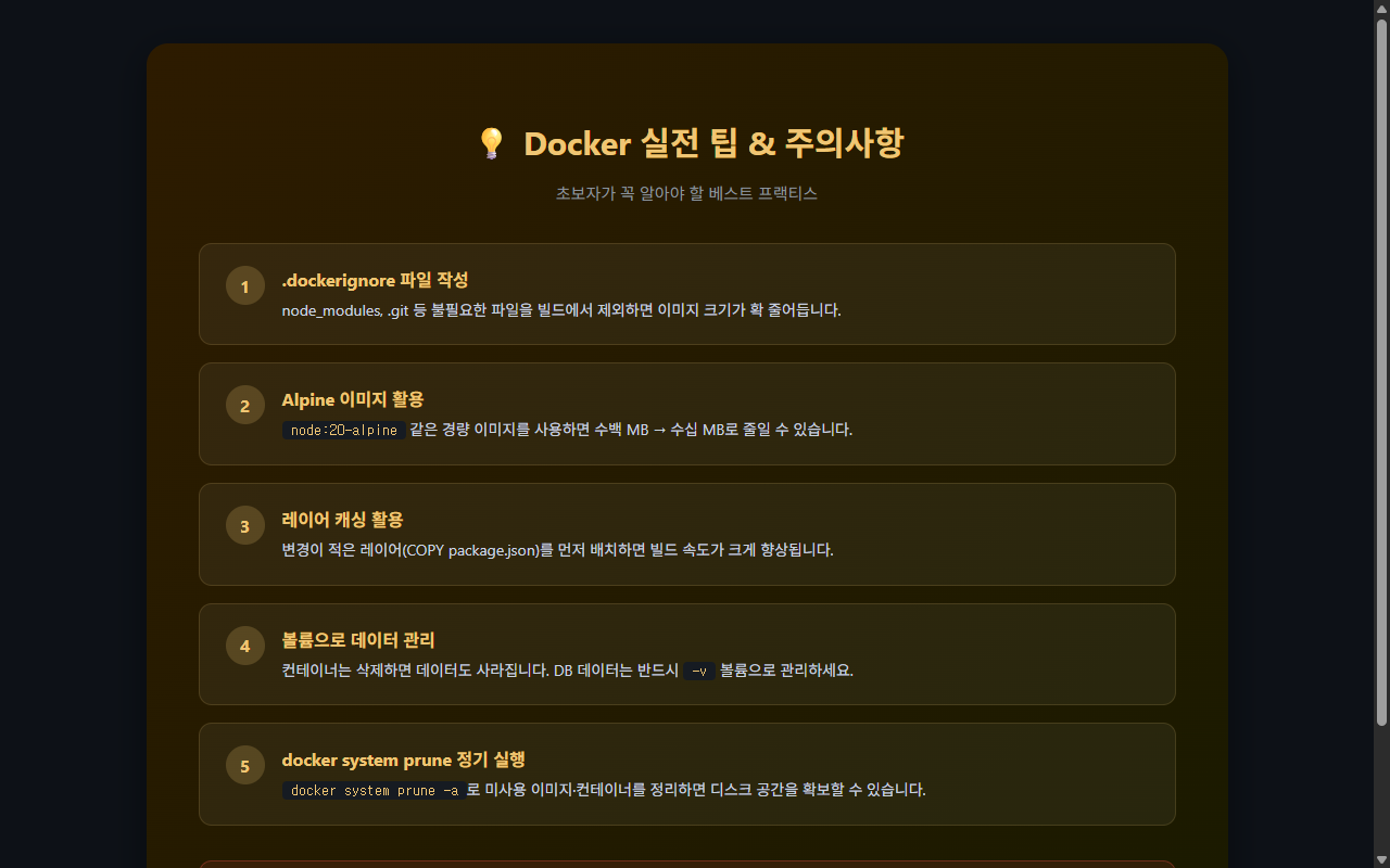 Docker 실전 팁 인포그래픽