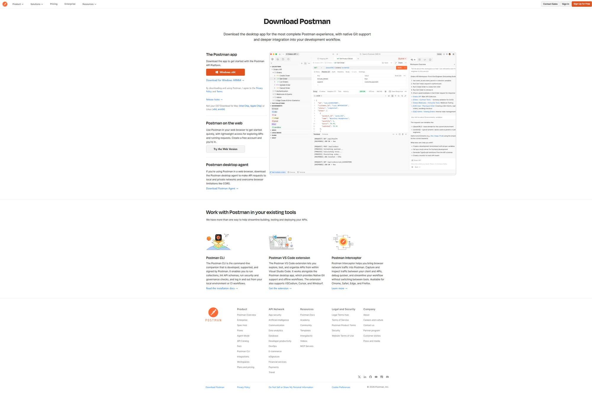 Postman 다운로드 페이지