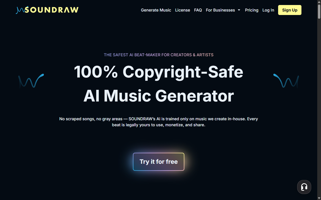 Soundraw 메인 화면