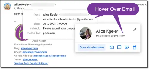 screenshot of gmail email hover over email in contact card 1024x473.webp