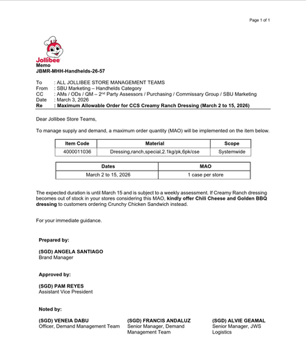 Screenshot 2026 03 27 at 05 23 54 Maximum Allowable Order for CCS Creamy Ranch Dressing March 2 to 1